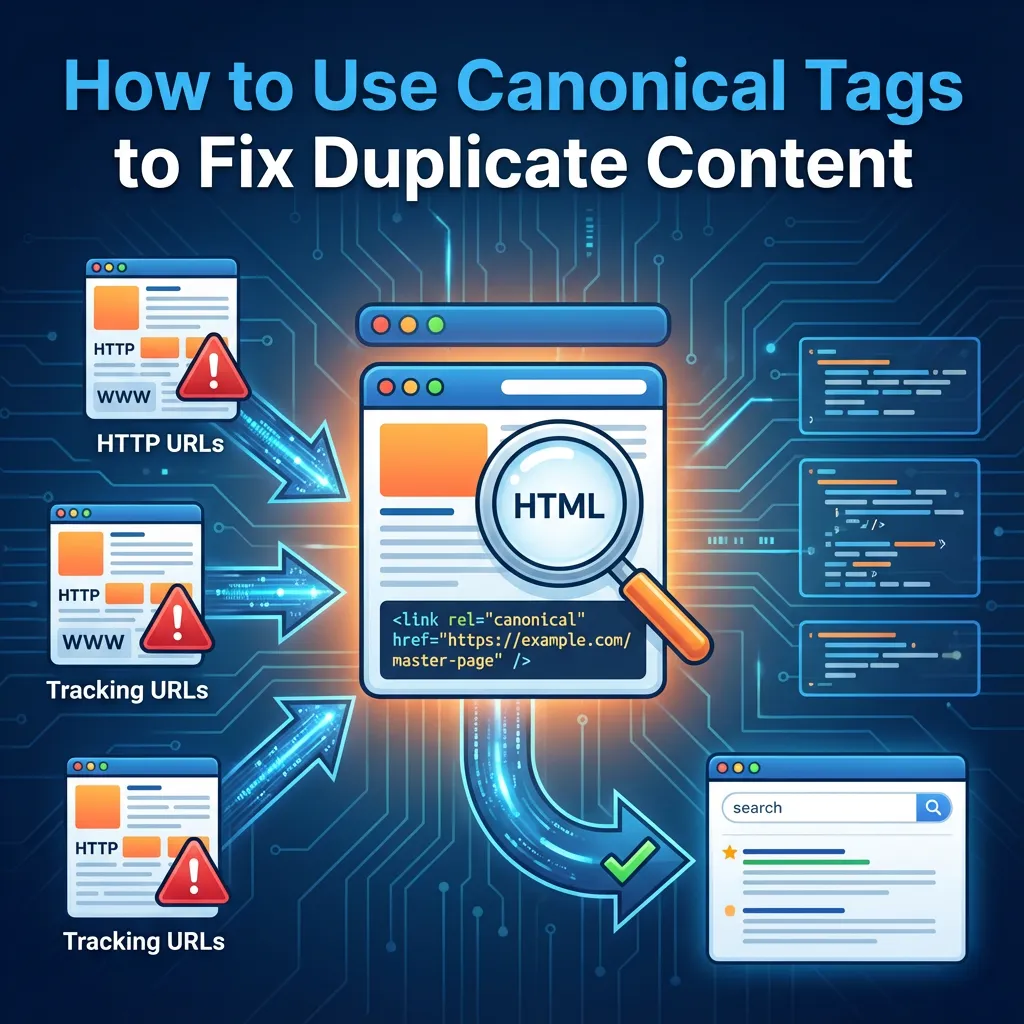 Canonical tag setup service for website canonical URL implementation